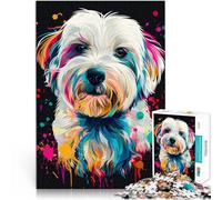 Adult Jigsaw Puzzles 1000 Pieces Coton de Tulear Dog Art Family Fun Jigsaws 26x38cm Unique Home Decor and Gifts for teenager Age 14 Up