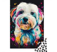 Adult Jigsaw Puzzles 1000 Pieces Coton De Tulear Dog Art Paper Jigsaw Puzzles for Adults Educational Game Challenge Toy 1000pcs (38x26cm)