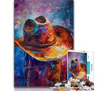 Adult Jigsaw Puzzles 1000 Pieces Cowboy Hat,Help The Brain Exercise Addictive Toys to Cultivate Patience Perfect Decoration 75x50cm