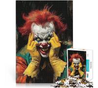 Adult Jigsaw Puzzles 1000 Pieces Crazy evil clown Made of wood for and from 14 years and over Assembling the model Gift Toys 。size：50x75cm/19.68x29.52inch