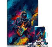 Adult Jigsaw Puzzles 1000 Pieces Crazy Guitar Playing Puzzles for Teenagers,Stress Reliever Staycation Kill Time Wishlist with Santa Claus 75x50cm