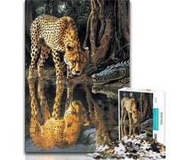 Adult Jigsaw Puzzles 1000 Pieces Crocodiles And Leopards Adult Puzzles,family Fun Games Is Ideal As A Gift for The Whole Family (size 38x26cm)