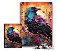 Adult Jigsaw Puzzles 1000 Pieces Crow Flowers 1000-Piece Jigsaw Puzzle Challenging Brain Teaser for Teenager, Family Game Night Fun Size 50x75cm