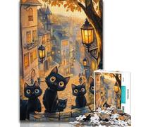 Adult Jigsaw Puzzles 1000 Pieces Cute Black Cat Adult Puzzles,Challenging Game Toys Wall Decoration Unique Birthday And Xmas Gifts (size 75x50cm)