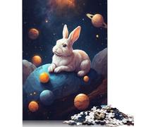 Adult Jigsaw Puzzles 1000 Pieces Cute Bunny in The Space Wooden Puzzle for Adults And Teenager Home Decoration Puzzle Toys 1000pcs (75x50cm)