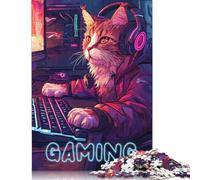 Adult Jigsaw Puzzles 1000 Pieces Cute Cartoon Gaming Cat Wooden Puzzles for Adults Puzzles Brain Teaser Puzzle 1000pcs (75x50cm)