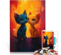 Adult Jigsaw Puzzles 1000 Pieces Cute Cat Couple Trainieren Sie Ihr Gehirn und Ihre Hände Wichtelgeschenke52x38cm