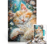 Adult Jigsaw Puzzles 1000 Pieces Cute Cat Flower game 26x38cm is ideal as a gift for the whole family for for Age 14