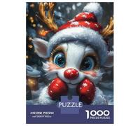 Adult Jigsaw Puzzles 1000 Pieces Cute Christmas Reindeer Funny Puzzle for Adults Relaxing Games Enhance Memory Birthday Present, Gifts, 70x50cm/1000pcs