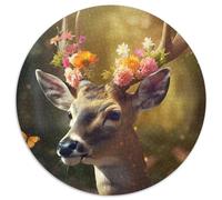 Adult Jigsaw Puzzles 1000 Pieces Cute Deer Flower Challenging Puzzles Challenging Brain Teaser for Teenagers & Families (67.5x67.5cm)