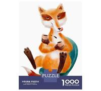 Adult Jigsaw Puzzles 1000 Pieces Cute Fox Drinking Coffee Teenager Puzzles Relax Games But Fun And Humorous Challenging To Complete 38x26cm/1000pcs