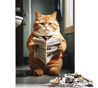 Adult Jigsaw Puzzles 1000 Pieces Cute Orange Fat Cat Wooden Puzzles for Adults Sustainable Puzzle Games 1000pcs (75x50cm)