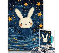 Adult Jigsaw Puzzles 1000 Pieces Cute Rabbit Night Sky 1000 Pieces for Adults,Educational Games Home Decoration Birthday Present, Gifts, Wall Art (size 38x26cm)