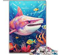 Adult Jigsaw Puzzles 1000 Pieces Cute Shark Difficult Puzzles for Adults Family Interactive Game, Craft Gift with Colorful Artwork size : 38x26cm