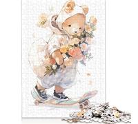 Adult Jigsaw Puzzles 1000 Pieces Cute Watercolor Bear Wooden Puzzle for Adults And Teenager Home Decoration Puzzle Toys 1000pcs (75x50cm)