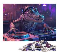 Adult Jigsaw Puzzles 1000 Pieces 'Cyberpunk DJ Alligator Wooden Puzzles for Adults Puzzles Brain Teaser Puzzle 1000pcs (75x50cm)