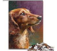 Adult Jigsaw Puzzles 1000 Pieces Dachshund Oil Painting, Family Entertainment Toys Is Ideal As Gifts for The Whole Family for 14+ (Size 26x38cm)