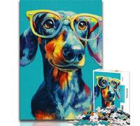 Adult Jigsaw Puzzles 1000 Pieces Dachshund Wearing Glasses Adult Jigsaw,Educational Games Home Decoration Unique Home Decor And Gifts 75x50cm