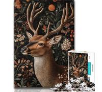 Adult Jigsaw Puzzles 1000 Pieces Deer And Flowers,Educational Games Home Decoration Educational Game for Birthday,Chrismas (38x26cm)
