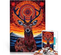 Adult Jigsaw Puzzles 1000 Pieces Deer Art Style Made of cardboard，for age 14+ Stress Reliever Difficult Challenge It is ideal as a gift for the whole family。size：38x52cm/14.96x20.47inch