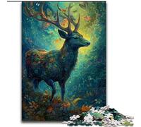 Adult Jigsaw Puzzles 1000 Pieces Deer Floral, for 14+ For Family Fun & Game Night Artists' Collection, Fine Arts (Size 50x75cm)