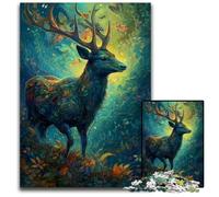 Adult Jigsaw Puzzles 1000 Pieces Deer Floral Wooden Puzzles Brain Teaser Game for Teenagers, Perfect 50x75CM/19.68x29.52inch