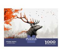 Adult Jigsaw Puzzles 1000 Pieces Deer in Autumnal Forest Adult Puzzles Hands-on Game Analysis And Logic Gifts for Friends And Family 52x38cm/1000pcs
