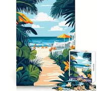 Adult Jigsaw Puzzles 1000 Pieces Delaware Beach Summer Minimalist Art Tight Cut Fun Mental Focus Game Relax Fun Time Christmas Fun Gift (38x26cm)
