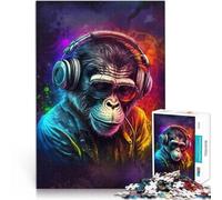 Adult Jigsaw Puzzles 1000 Pieces Dj Monkey with Headphones Staycation: Zeit totschlagen Geschenkideen38x26cm