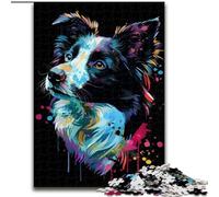 Adult Jigsaw Puzzles 1000 Pieces DJ Neon Border Collie Made of Wood, for Ages 14+ 50x75cm Challenging Brain Teaser - Relaxing Toy for Teenagers