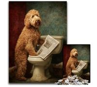 Adult Jigsaw Puzzles 1000 Pieces Dog on The Toilet Wooden Puzzles for 14+ Difficult to Complete But Fun And Humorous Birthday Gift 50X75CM