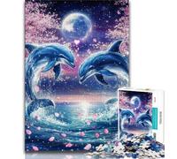 Adult Jigsaw Puzzles 1000 Pieces Dolphin Couple Teenager Puzzles,Quiz Game Wall Decoration Unique Birthday And Xmas Gifts (size 75x50cm)