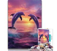 Adult Jigsaw Puzzles 1000 Pieces Dolphin Couple Teenager Puzzles,Quiz Game Wall Decoration Unique Birthday And Xmas Gifts (size 38x26cm)