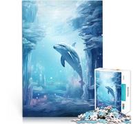 Adult Jigsaw Puzzles 1000 Pieces Dolphin in Ice World Familienspiel für und mit vollständig ineinander greifenden, zufällig geformten Teilen52x38cm
