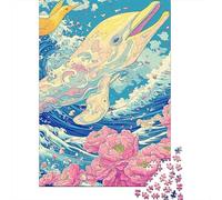 Adult Jigsaw Puzzles 1000 Pieces Dolphin Wooden Puzzles for Adults Sustainable Puzzle Games 1000pcs (75x50cm)