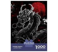 Adult Jigsaw Puzzles 1000 Pieces Dragon with Red Moon Digital Art Adult Puzzles Hands-on Game Analysis And Logic Gifts for Friends And Family 52x38cm/1000pcs