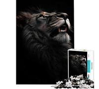 Adult Jigsaw Puzzles 1000 Pieces Dramatic Lion Portrait on Black Impossible Game Brain Intelligence Challenge Addictive Toys Gifts Birthday For Family Fun (Size 38x52cm)