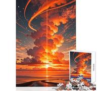 Adult Jigsaw Puzzles 1000 Pieces Dramatic Sunset with Light Beam Adult Jigsaw Puzzles Enhance Memory Challenging To Complete Brainteaser Family Games (38x52cm)