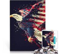 Adult Jigsaw Puzzles 1000 Pieces Eagle American Flag Stressabbau-Spielzeug denn eignet sich ideal als Geschenk für die ganze Familie52x38cm