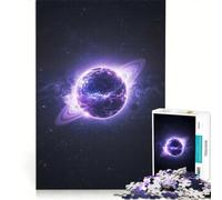 Adult Jigsaw Puzzles 1000 Pieces Electric Saturn - Glowing Cosmic Planet in Deep Space, Toy Wall Decor, Fun Activities at Home, Improving Love between Couples 50x75cm