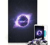 Adult Jigsaw Puzzles 1000 Pieces Electric Saturn - Glowing Cosmic Planet in Deep Space, Toy Wall Decor, Fun Activities at Home, Improving Love between Couples 38x26cm