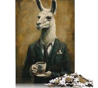 Adult Jigsaw Puzzles 1000 Pieces Elegant Llama with Coffee Puzzles for Teenagers Gifts Home Educational Games DIY Toys 1000pcs (75x50cm)