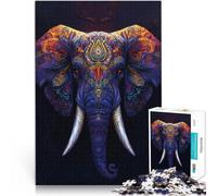 Adult Jigsaw Puzzles 1000 Pieces elephant king art Made of wood for ages 14 and over Staycation Kill time Gift ideas。size：50x75cm/19.68x29.52inch