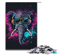 Adult Jigsaw Puzzles 1000 Pieces Elephant with Headphones Home Decoration Puzzle Toys Deal As Gifts for The Whole Family 1000 PCS(75x50cm)