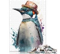 Adult Jigsaw Puzzles 1000 Pieces Emperor Penguin Watercolor Wooden Puzzle for Adults And Teenager Sustainable Puzzle for Adults | Games 1000pcs (75x50cm)