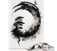 Adult Jigsaw Puzzles 1000 Pieces Enso Circle Life Ink Wash Wooden Puzzles for Adults Puzzles Brain Teaser Puzzle 1000pcs (75x50cm)