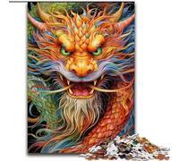 Adult Jigsaw Puzzles 1000 Pieces Fantasy Flying Dragon Jigsaw Puzzles Made of Wood,Develops Hand-Eye Coordination Skills, Perfect for Birthday Gifts 1000pcs(50x75cm)
