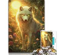 Adult Jigsaw Puzzles 1000 Pieces Fantasy Jungle White Wolf Puzzles for Teenagers,Stress Reliever Staycation Kill Time Wishlist with Santa Claus 75x50cm