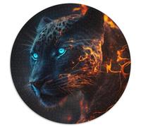 Adult Jigsaw Puzzles 1000 Pieces Fantasy Leopard 1000 Piece Round Puzzle Interactive Family Game, Suitable for Ages 14+ 67.5x67.5cm