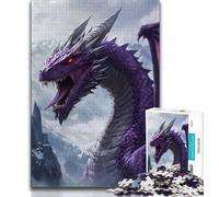 Adult Jigsaw Puzzles 1000 Pieces Fantasy Purple Flying Dragon 1000 Piece Puzzle,Challenging Family Activity Games DIY Toy for Home Wall Decor Gifts (size 38x26cm)